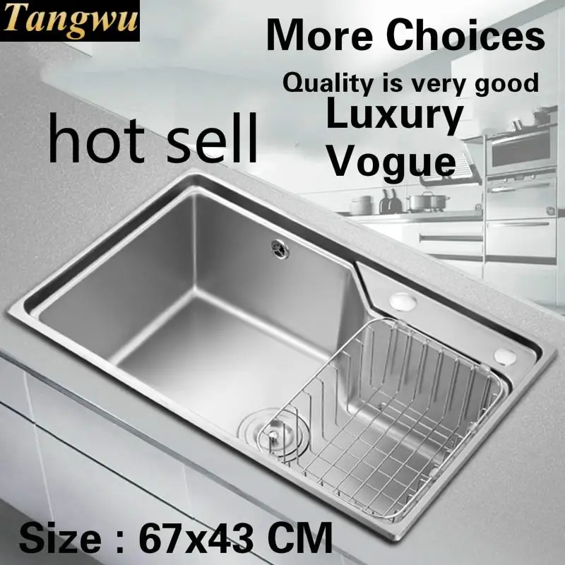 Free shipping Luxurious kitchen single trough sink standard fashion durable food grade 304 stainless steel hot selling 67x43 CM
Free shipping Luxurious kitchen single trough sink standard fashion durable food grade 304 stainless steel hot selling 67x43 CM