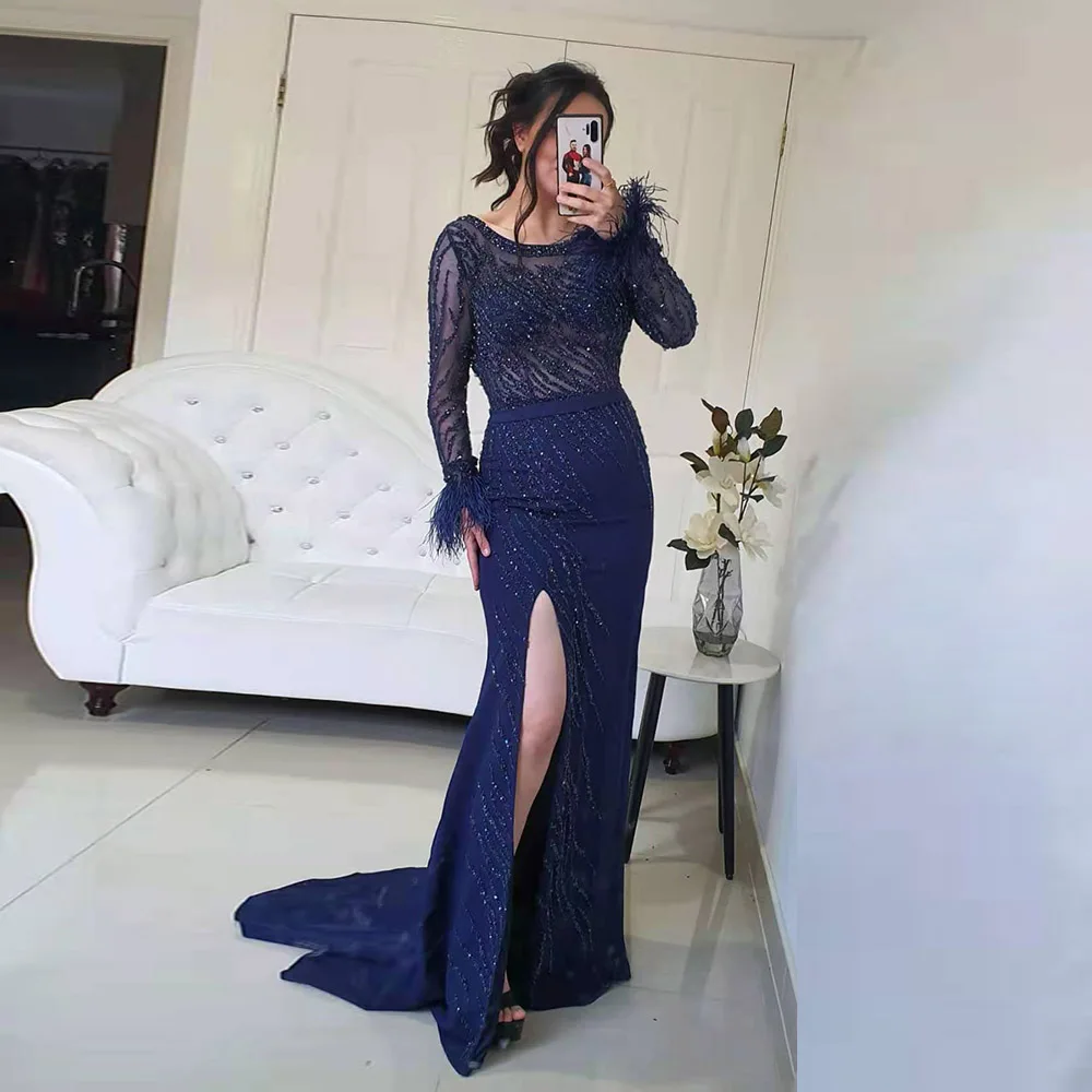 Couture 2021, модное темно-синее вечернее платье с длинными рукавами и разрезом русалки, вечерние женские пышные платья, прозрачные
Couture 2021, модное темно-синее вечернее платье с длинными рукавами и разрезом русалки, вечерние женские пышные платья, прозрачные