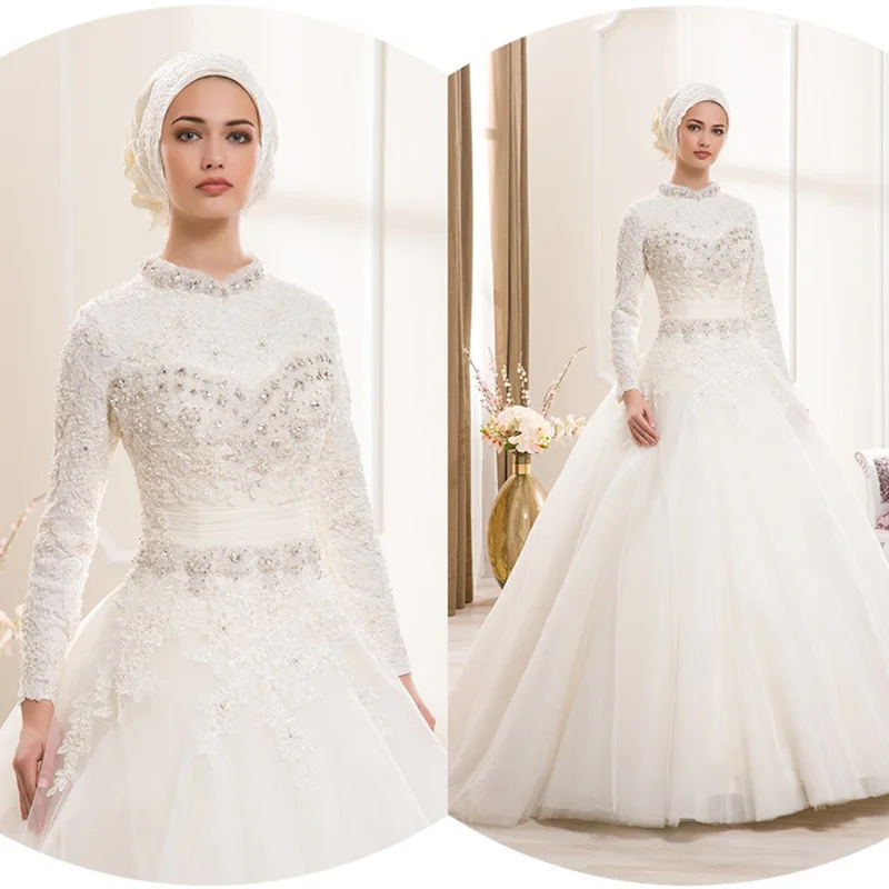 Elegant Lace Ball Gown long sleeve with luxury Crystal 2019 Custom muslim vestido de noiva casamento mother of the bride dresses
Elegant Lace Ball Gown long sleeve with luxury Crystal 2019 Custom muslim vestido de noiva casamento mother of the bride dresses