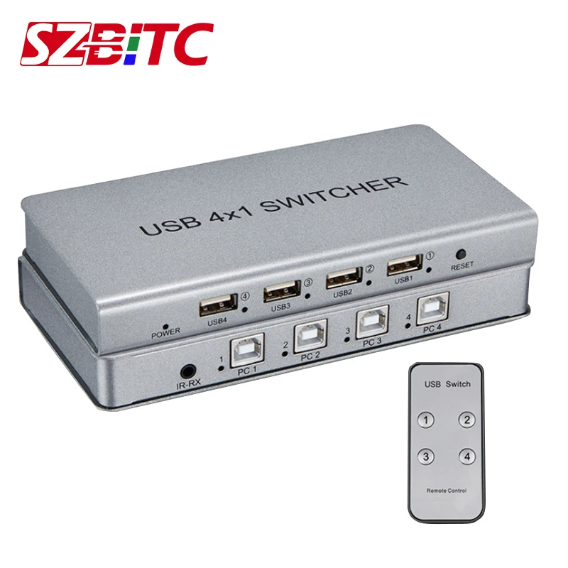 SZBITC USB Switcher 4x1 USB Switch 4 In 1 Out adapter box selector for PC Game Teach KVM Extender
SZBITC USB Switcher 4x1 USB Switch 4 In 1 Out adapter box selector for PC Game Teach KVM Extender