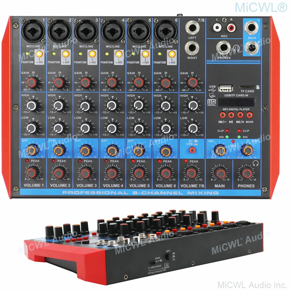 MiCWL 8 Channel Bluetooth Mixing Console Audio Mixer USB SD For PC Laptop Network Live Recording Stage Studio XLR 6.35mm
MiCWL 8 Channel Bluetooth Mixing Console Audio Mixer USB SD For PC Laptop Network Live Recording Stage Studio XLR 6.35mm