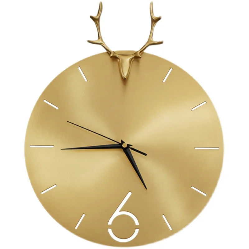 Modern American Brass Deer Head Light Luxury Clock Wall Clock Living Room Home Clock Creative Nordic Decorative Wall Watch
Modern American Brass Deer Head Light Luxury Clock Wall Clock Living Room Home Clock Creative Nordic Decorative Wall Watch