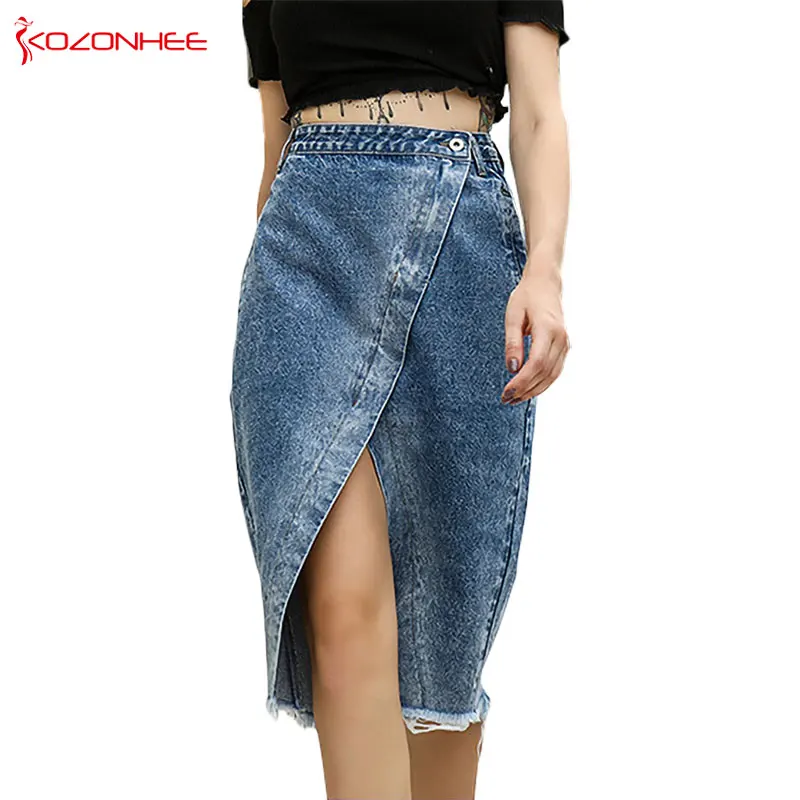 Fashion Asymmetrical Denim Skirts With High Waist Women Split Knee-Length Pencil Skirt for Female #73
Fashion Asymmetrical Denim Skirts With High Waist Women Split Knee-Length Pencil Skirt for Female #73