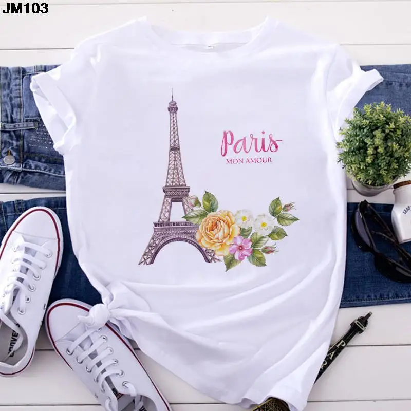 Fashion Female Clothing Tshirt Harajuku Paris Eiffel Tower Print T Shirt Casual Streetwear Short Sleeve Top White Womems T-shirt
Fashion Female Clothing Tshirt Harajuku Paris Eiffel Tower Print T Shirt Casual Streetwear Short Sleeve Top White Womems T-shirt