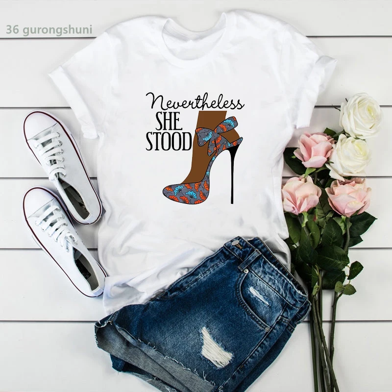 Fashion new women t-shirt Nevertheless She Stood Sexy Ankara Shoe print camiseta mujer t shirt summer Harajuku femme tshirt tops
Fashion new women t-shirt Nevertheless She Stood Sexy Ankara Shoe print camiseta mujer t shirt summer Harajuku femme tshirt tops