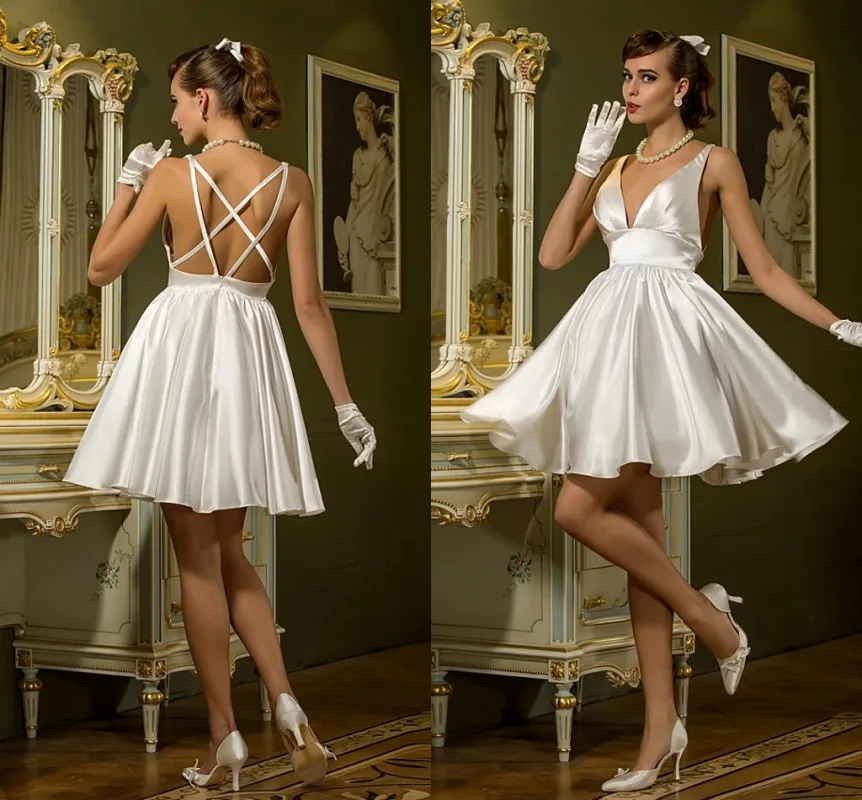 Summer A-Line Wedding Dress V Neck Short Mini Satin Spaghetti Strap Simple Casual Bridal Gown Vestidos De Novia Mariage
Summer A-Line Wedding Dress V Neck Short Mini Satin Spaghetti Strap Simple Casual Bridal Gown Vestidos De Novia Mariage
