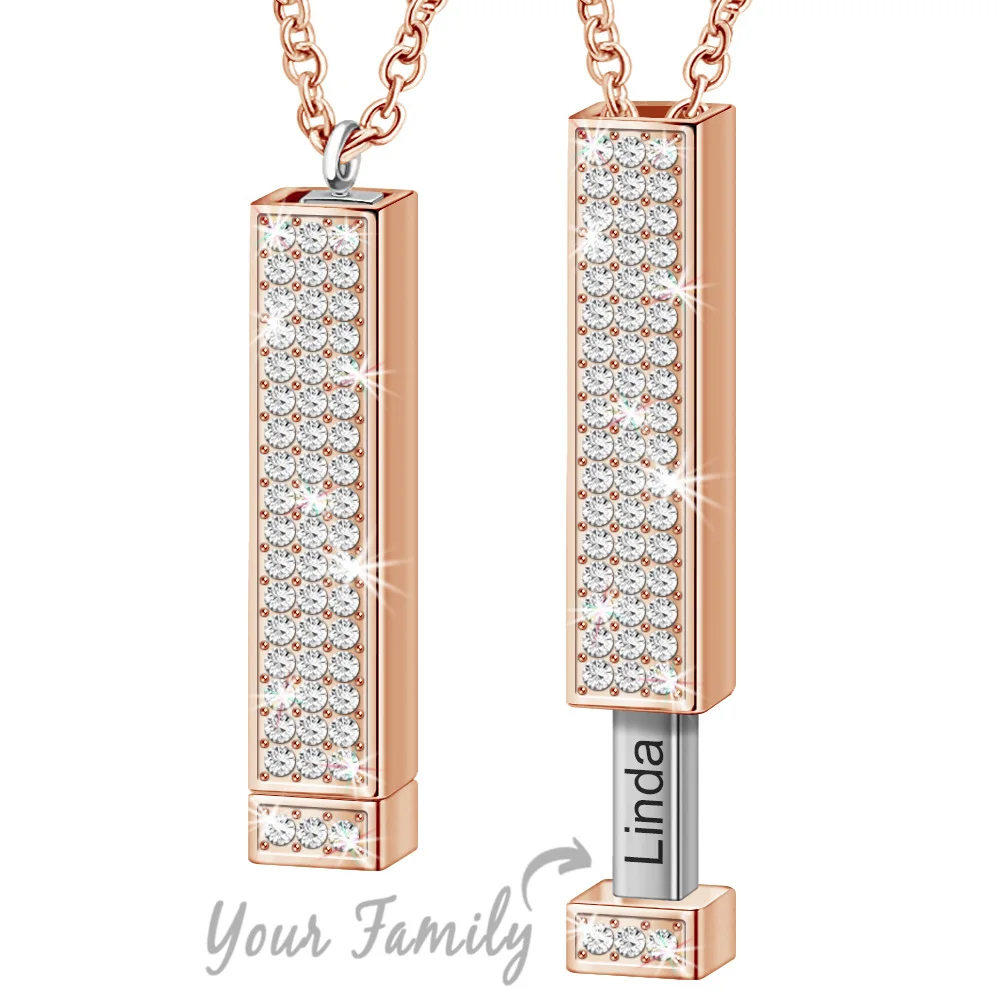 Women Personalized Crystal Sparkling 3D Bar Necklace Custom Name Solid Charm Scalable Hidden Pendant Birthday Valentine's Gift
Women Personalized Crystal Sparkling 3D Bar Necklace Custom Name Solid Charm Scalable Hidden Pendant Birthday Valentine's Gift