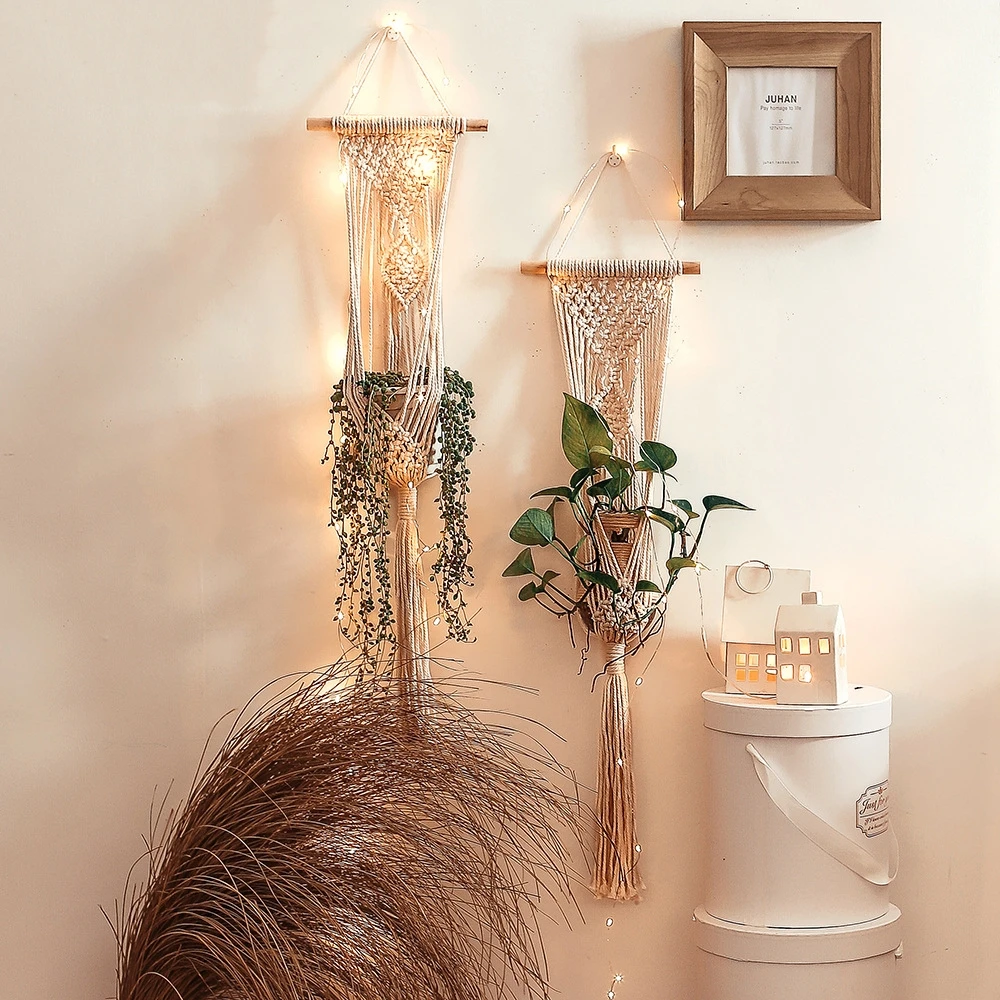 Boho Hanging Basket Cotton Rope Woven Macrame Tassel Wall Mounted Flower Pot Plant Holders Indoor Garden Decorations
Boho Hanging Basket Cotton Rope Woven Macrame Tassel Wall Mounted Flower Pot Plant Holders Indoor Garden Decorations