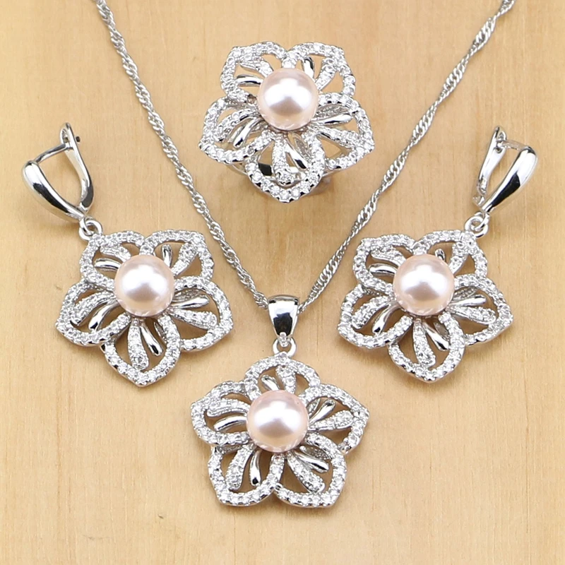 Flower 925 Silver Jewelry Sets Pink Freshwater Pearls With Beads Decorations For Women Pendant Drop Earrings Rings Necklace Set
Flower 925 Silver Jewelry Sets Pink Freshwater Pearls With Beads Decorations For Women Pendant Drop Earrings Rings Necklace Set