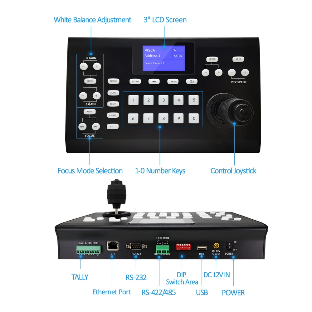 JT-610C USB прямая трансляция, вещание универсальный пульт дистанционного управления 3D Onvif PTZ консоль NDI IP камера система POE джойстик Управление ler
JT-610C USB прямая трансляция, вещание универсальный пульт дистанционного управления 3D Onvif PTZ консоль NDI IP камера система POE джойстик Управление ler