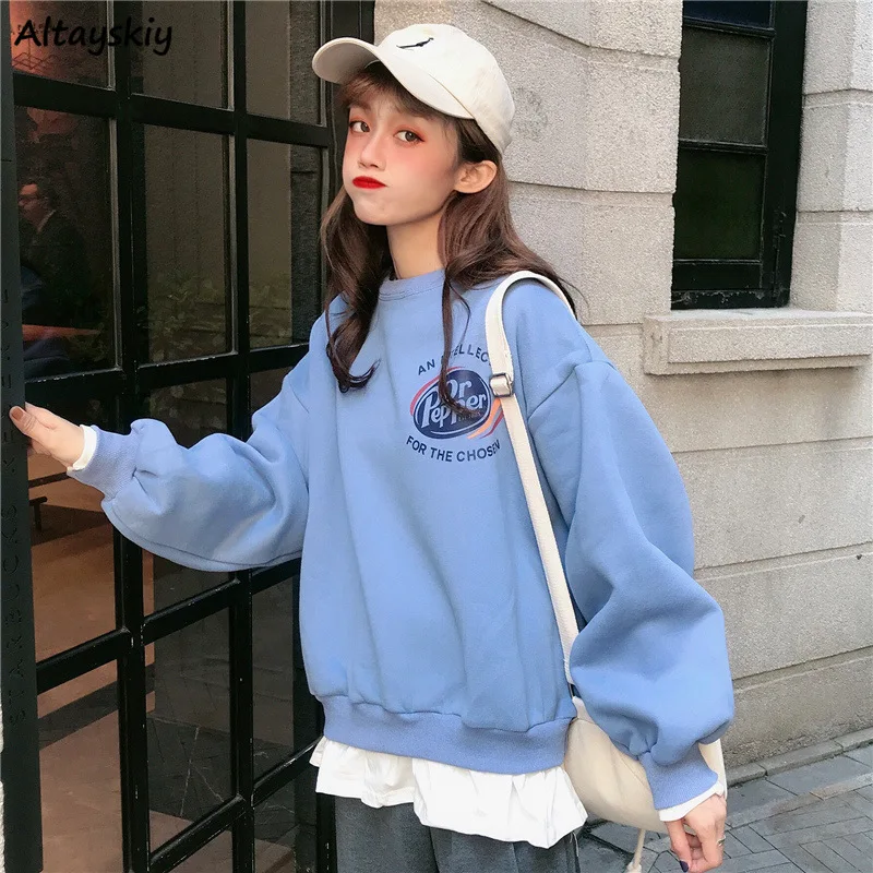 Casual Sweatshirts Women Winter Aesthetic Warm Loose Print Fake-two Pieces O-neck Hoodie All-match Cozy Modern Sweet Students
Casual Sweatshirts Women Winter Aesthetic Warm Loose Print Fake-two Pieces O-neck Hoodie All-match Cozy Modern Sweet Students