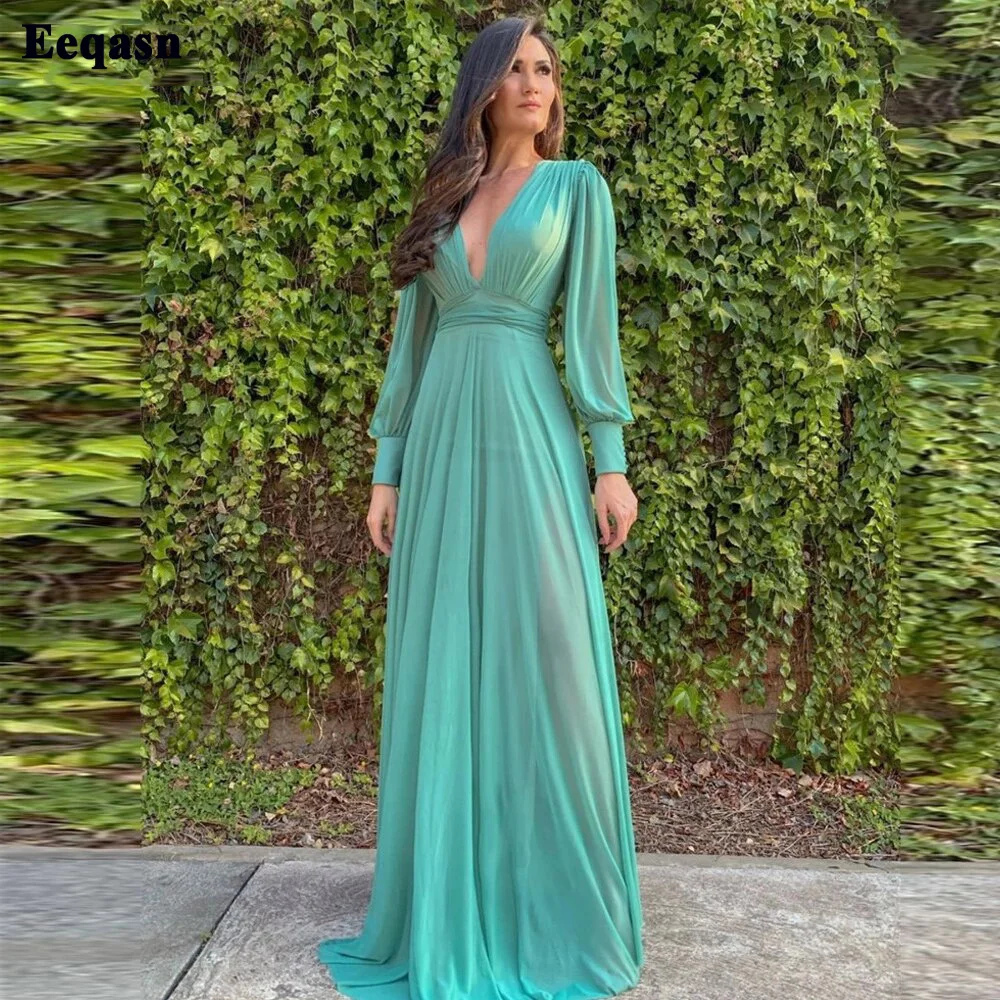 Eeqasn Green Deep V-Neck Chiffon Prom Dresses Long Removable Sleeves Evening Party Gowns Plus Size Women Occasion Dress Outfit
Eeqasn Green Deep V-Neck Chiffon Prom Dresses Long Removable Sleeves Evening Party Gowns Plus Size Women Occasion Dress Outfit