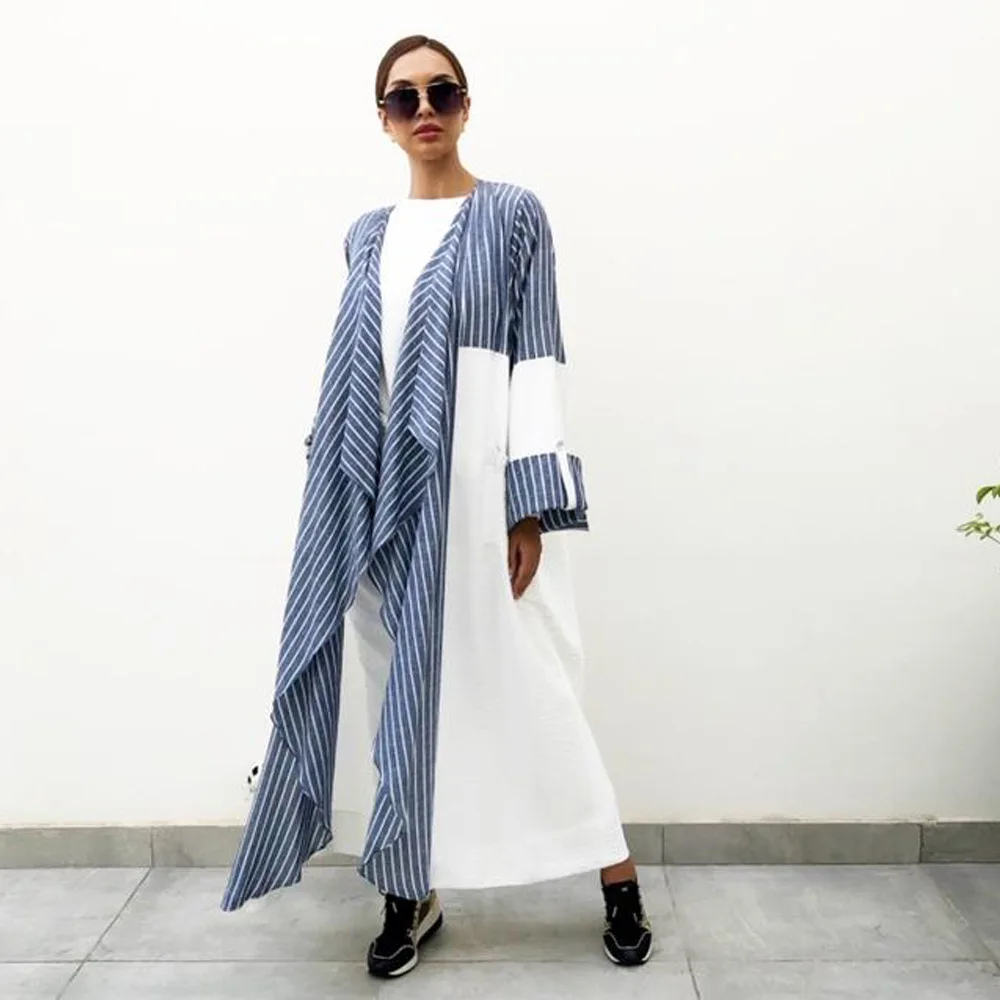 Female new autumn plus plus size outerwear Middle-Eastern striped stitching trench loose cardigan
Female new autumn plus plus size outerwear Middle-Eastern striped stitching trench loose cardigan
