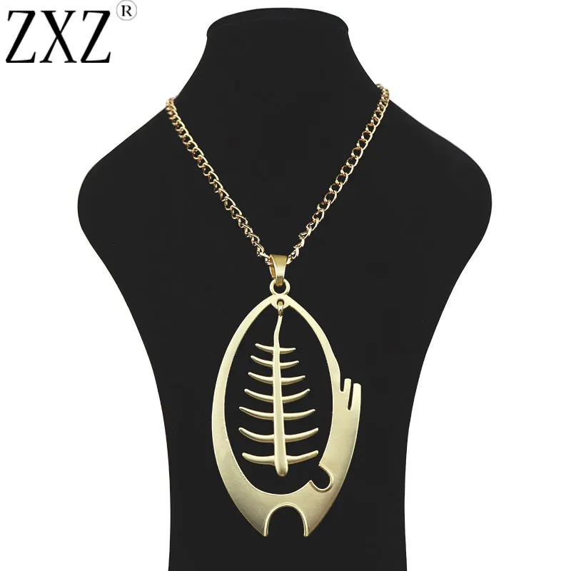 Matt Gold Fashion Metal Abstract 3D Fish Bone Skeleton Halloween Jewelry Charm Pendant Necklace on Long Link Chain Lagenlook
Matt Gold Fashion Metal Abstract 3D Fish Bone Skeleton Halloween Jewelry Charm Pendant Necklace on Long Link Chain Lagenlook