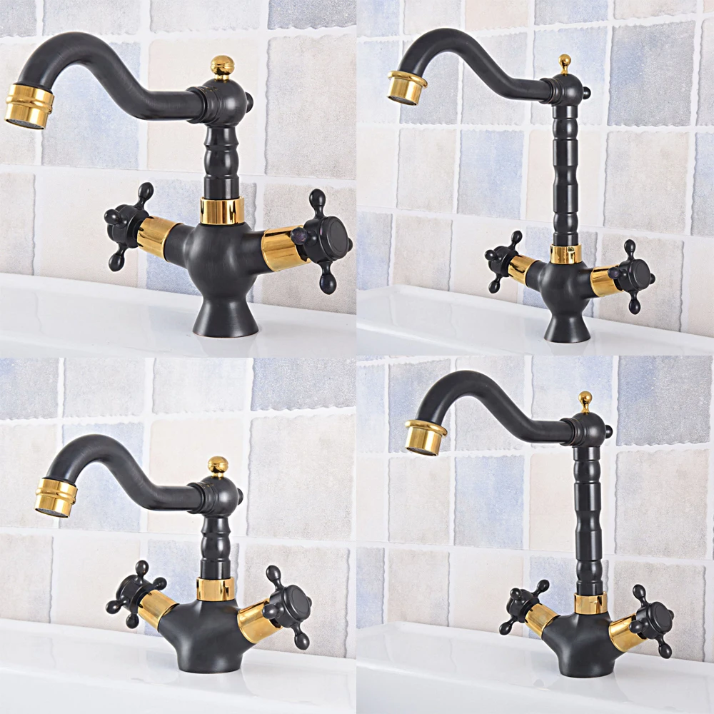 Black & Gold Brass Bathroom Kitchen Faucet Double Cross Handle 360°Swivel Spout Basin Sink Mixer Taps Deck Mounted
Black & Gold Brass Bathroom Kitchen Faucet Double Cross Handle 360°Swivel Spout Basin Sink Mixer Taps Deck Mounted