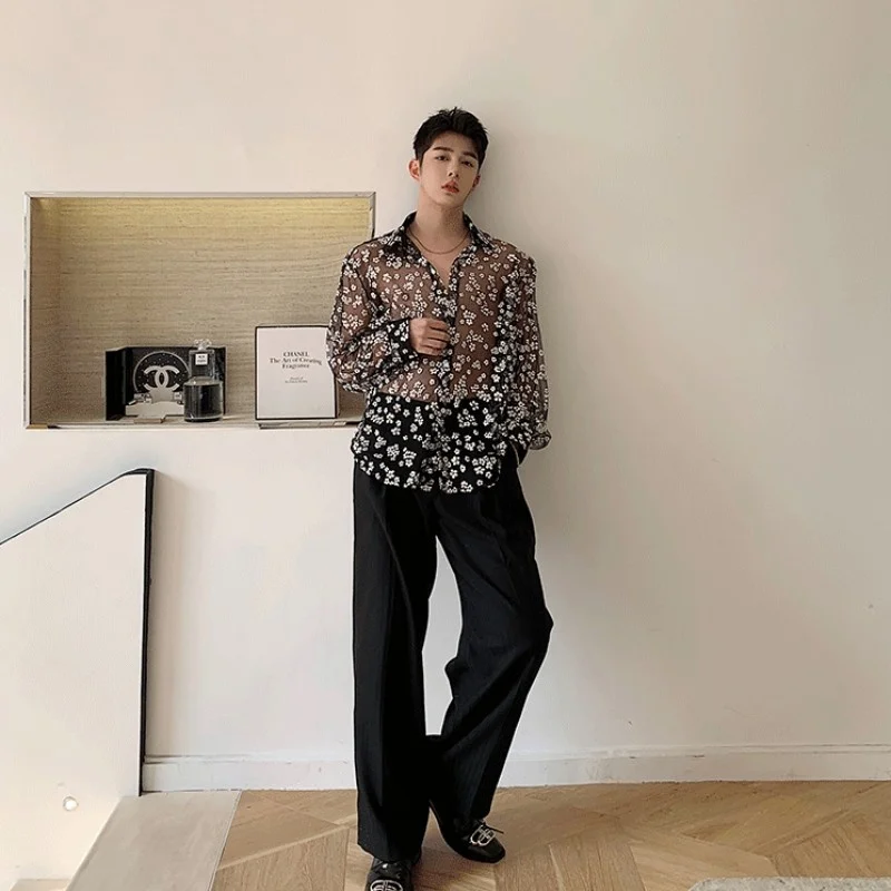 Summer Fashion Hawaiian Mens Flower Shirt Gauze Transparent Long Sleeve Button Shirts Male Casual Loose Fit Sexy Lace Black Tops
Summer Fashion Hawaiian Mens Flower Shirt Gauze Transparent Long Sleeve Button Shirts Male Casual Loose Fit Sexy Lace Black Tops