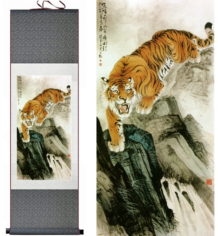 Tiger silk art painting Chinese Art Painting Home Office Decoration Chinese tiger painting
Tiger silk art painting Chinese Art Painting Home Office Decoration Chinese tiger painting