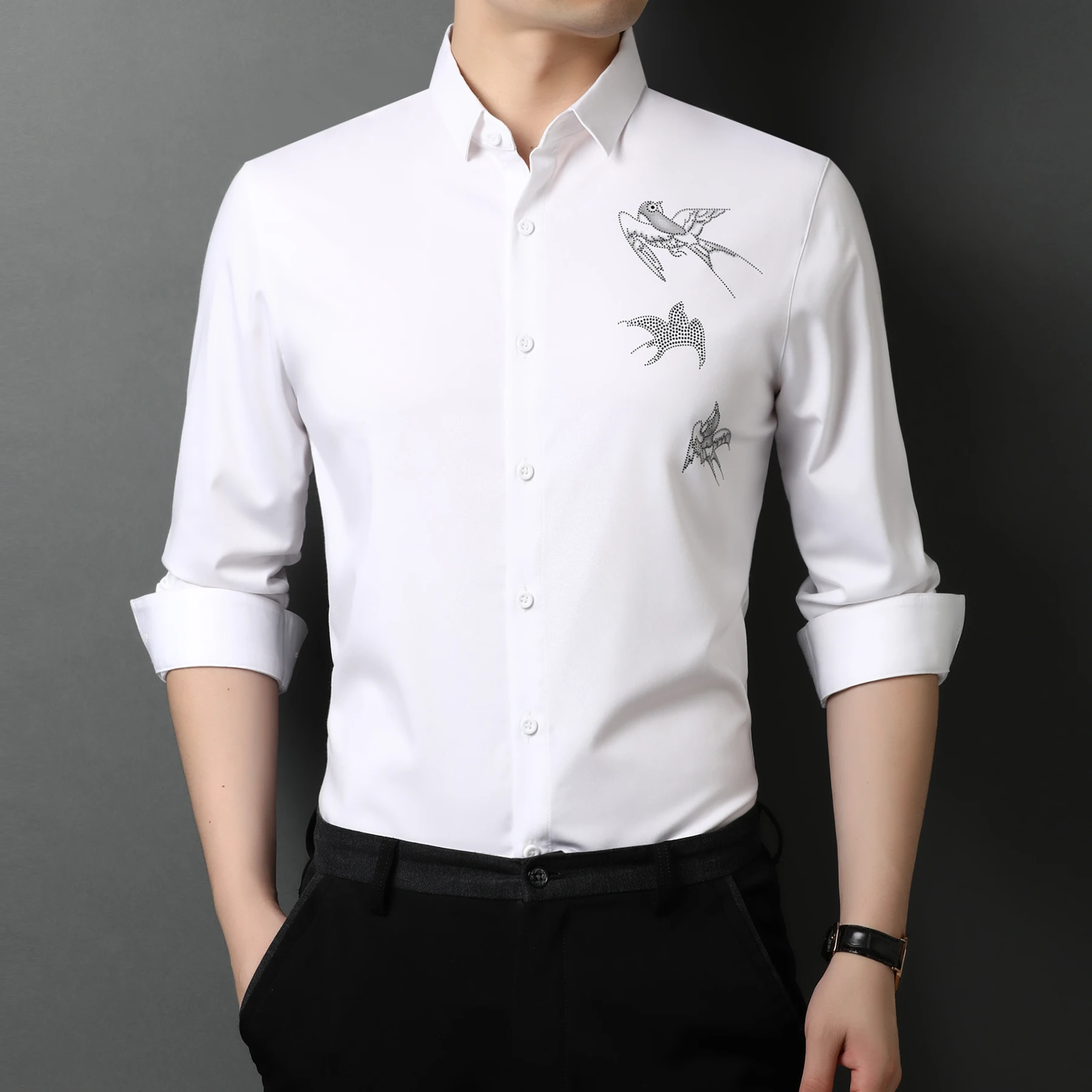 Top Quality Men's Anti-Wrinkle Shirts New 2022 Spring Fashion Printing Long Sleeve No-Ironing Clothes Male Social Formal Shirts
Top Quality Men's Anti-Wrinkle Shirts New 2022 Spring Fashion Printing Long Sleeve No-Ironing Clothes Male Social Formal Shirts
