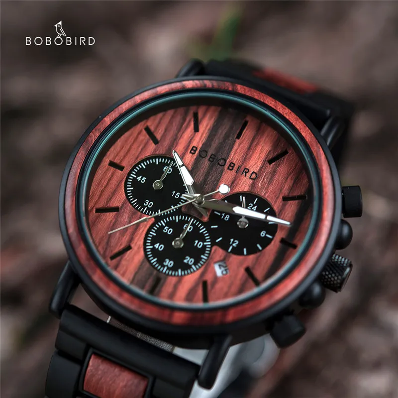 BOBO BIRD Luxury Men Business Wood Watch Chronograph Luminous Hand Auto Date Multi-function wristwatch Relogio Masculino In Box
BOBO BIRD Luxury Men Business Wood Watch Chronograph Luminous Hand Auto Date Multi-function wristwatch Relogio Masculino In Box