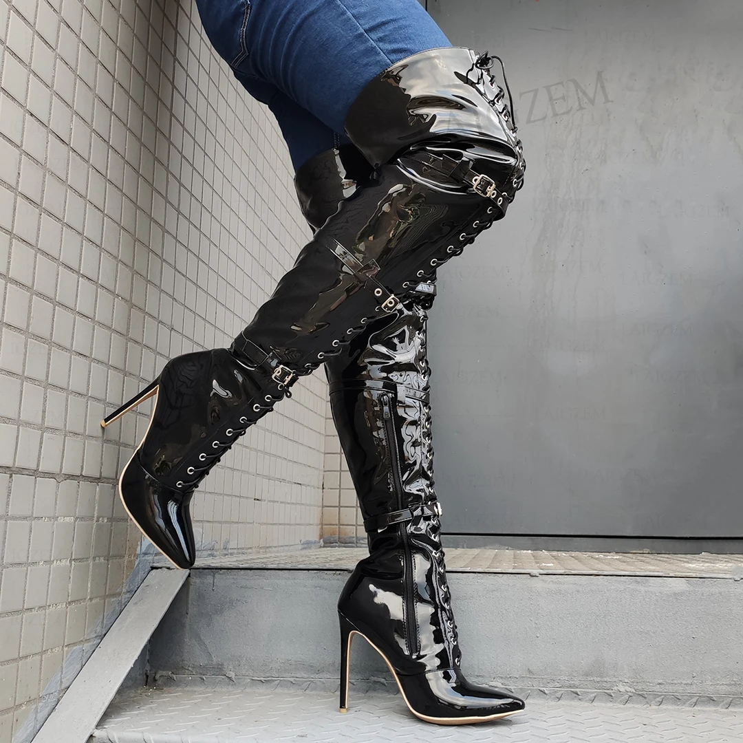 BERZIMER Women Over Knee Heels Boots Shiny Pointed Toe Thin Heels Side Zip Zapatos Mujer Party Shoes Woman Big Size 41 44 48
BERZIMER Women Over Knee Heels Boots Shiny Pointed Toe Thin Heels Side Zip Zapatos Mujer Party Shoes Woman Big Size 41 44 48