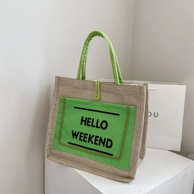 Women Bag Flax Casual Tote Bag New Fashion Letter High-Capacity Shoulder Bags Handbafg "Hello Weekend" Women Bag
Women Bag Flax Casual Tote Bag New Fashion Letter High-Capacity Shoulder Bags Handbafg "Hello Weekend" Women Bag
