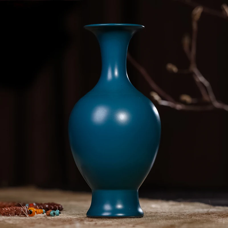 Jingdezhen Ceramic Vase Antique Peacock Blue Color Glaze Vase Living Room Household Flower Vase Ornaments Antique Decorations
Jingdezhen Ceramic Vase Antique Peacock Blue Color Glaze Vase Living Room Household Flower Vase Ornaments Antique Decorations