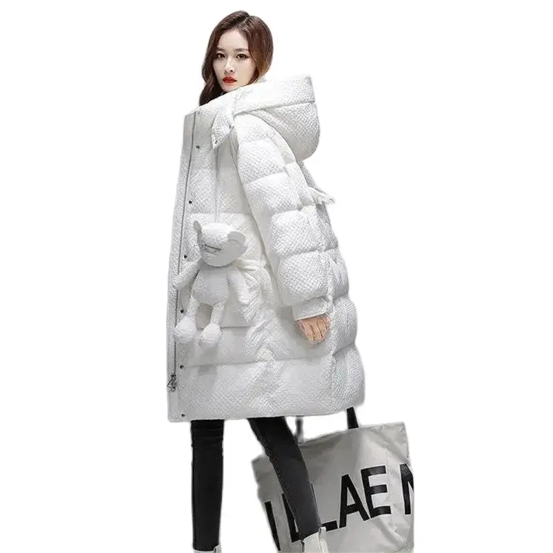 High-End White Duck Velvet Down Cotton Clothes Female Mid-Length 2021 New Match Little Bear Fashionable Winter Ladies Jacket
High-End White Duck Velvet Down Cotton Clothes Female Mid-Length 2021 New Match Little Bear Fashionable Winter Ladies Jacket