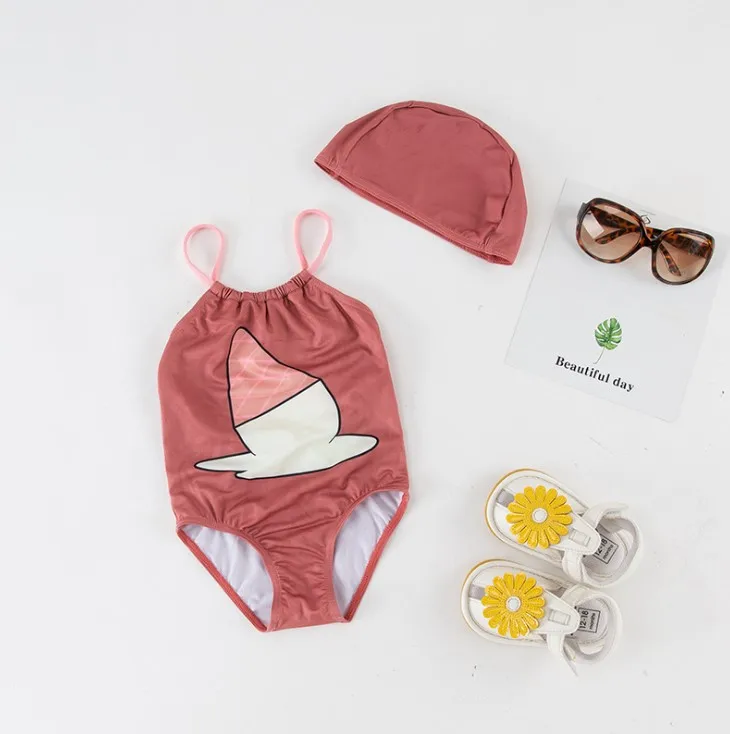 Baby Girl Suspenders One Piece Swimsuit/Children One Piece Swimwear with Cap/Ice Cream Pattern Hot Spring Swimwear 3204
Baby Girl Suspenders One Piece Swimsuit/Children One Piece Swimwear with Cap/Ice Cream Pattern Hot Spring Swimwear 3204