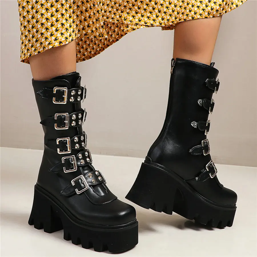 Winter Warm Punk Creepers Women Round Toe High Heel Motorcycle Boots Female High Top Chunky Platform Pumps Shoes Casual Shoes
Winter Warm Punk Creepers Women Round Toe High Heel Motorcycle Boots Female High Top Chunky Platform Pumps Shoes Casual Shoes