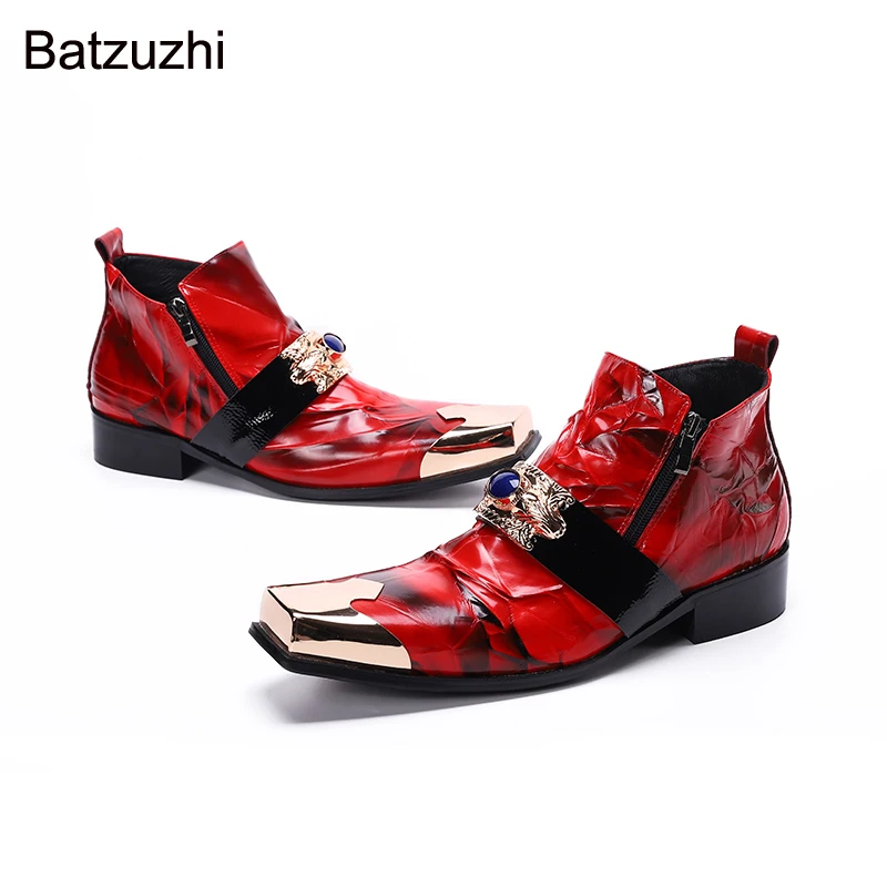 Batzuzhi New Luxury Handmade Boots Men Iron Toe Red Genuine Leather Ankle Boots Men for Party, Wedding, Business Botas Hombre
Batzuzhi New Luxury Handmade Boots Men Iron Toe Red Genuine Leather Ankle Boots Men for Party, Wedding, Business Botas Hombre