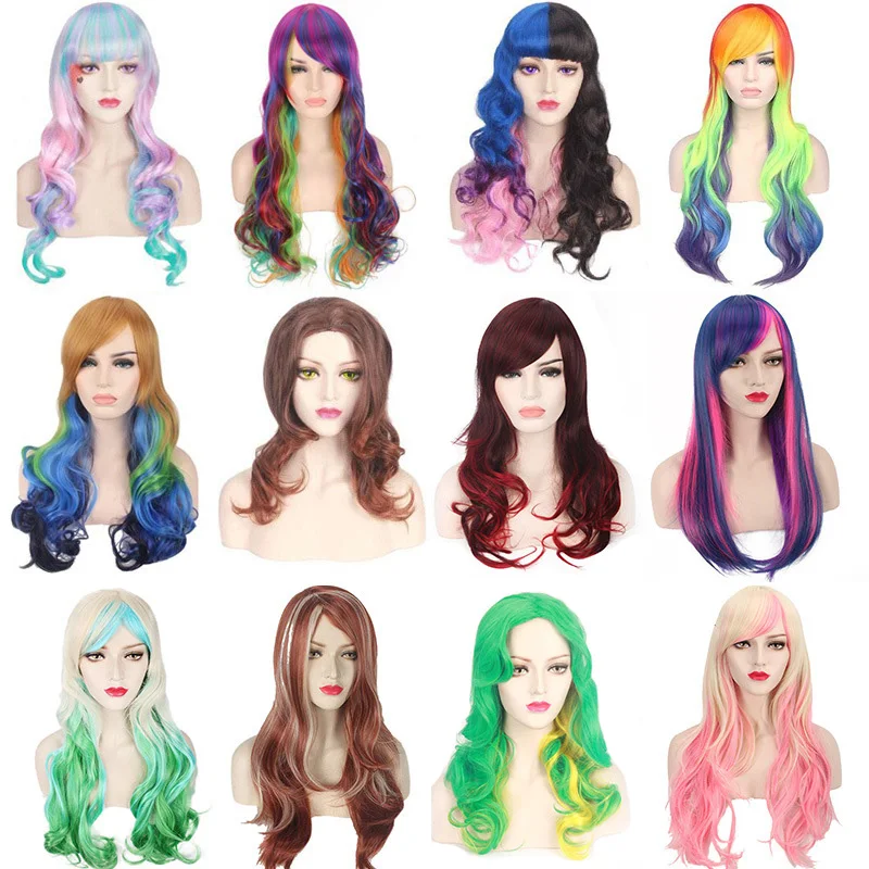 Women's Cosplay Wig Long Curly Synthetic Hair Anime Rainbow Wigs Heat Resistant Fiber Role Play Halloween Costume
Women's Cosplay Wig Long Curly Synthetic Hair Anime Rainbow Wigs Heat Resistant Fiber Role Play Halloween Costume