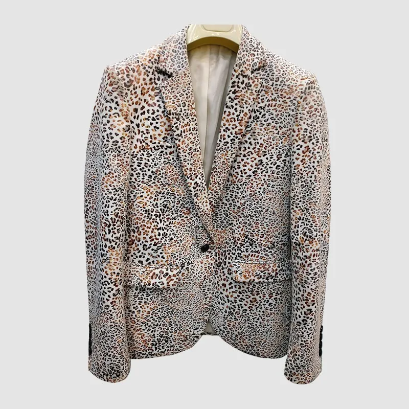 Spring Leopard Single Korean Slim Fit Night Hairstyle Division Casual Flower Fashion Man Suit Blazer Masculino
Spring Leopard Single Korean Slim Fit Night Hairstyle Division Casual Flower Fashion Man Suit Blazer Masculino