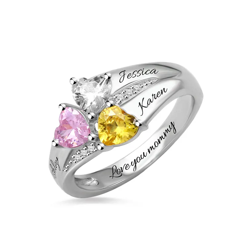 3 Heart Shape Birthstone Custom Ring Engraved Names Year Words Personalized Rose Gold Color Jewelry For Men Women Gift Parts
3 Heart Shape Birthstone Custom Ring Engraved Names Year Words Personalized Rose Gold Color Jewelry For Men Women Gift Parts
