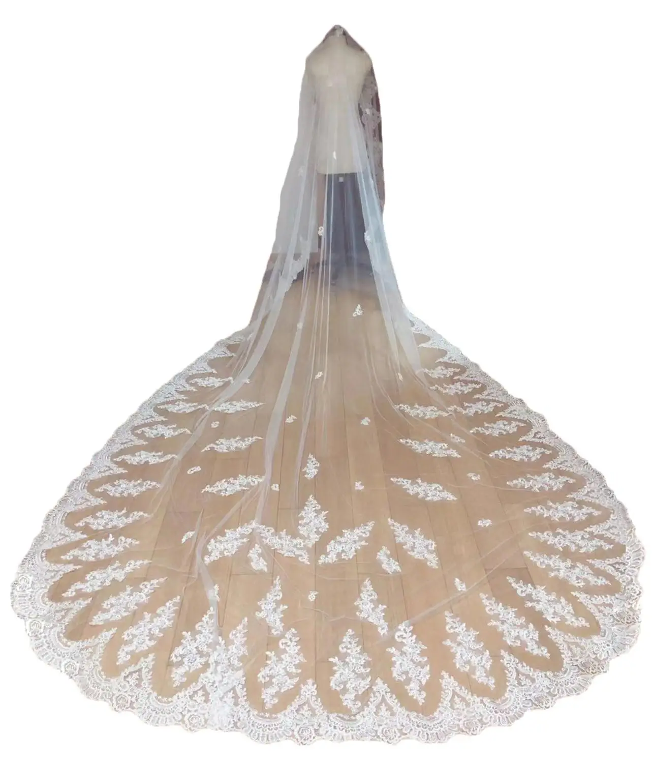 Hot Selling 5M Long Wedding Veils With Appliqued Lace One Layer Customized White Ivory Champagne Bridal Wedding Veil with Comb
Hot Selling 5M Long Wedding Veils With Appliqued Lace One Layer Customized White Ivory Champagne Bridal Wedding Veil with Comb