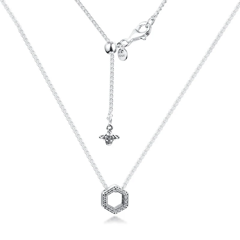 Sparkling Honeycomb Hexagon Collier Necklace Fits For Beads & Charms DIY Chain Fashion Female Necklace Sterling Silver Jewelry
Sparkling Honeycomb Hexagon Collier Necklace Fits For Beads & Charms DIY Chain Fashion Female Necklace Sterling Silver Jewelry