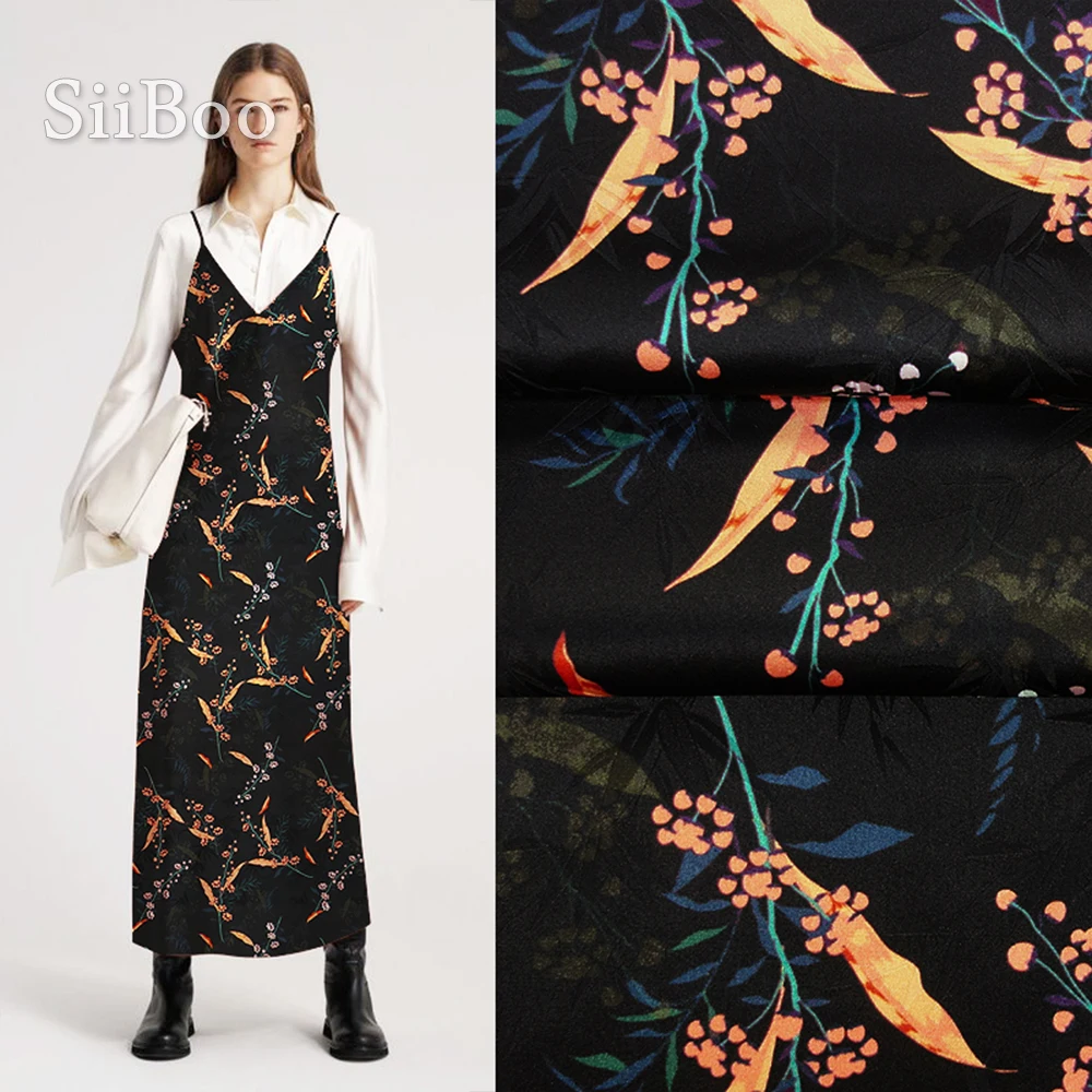 China elegant floral printed black 19mm natural spandex silk fabric for women summer pants dress Tessuto di seta SP5791
China elegant floral printed black 19mm natural spandex silk fabric for women summer pants dress Tessuto di seta SP5791