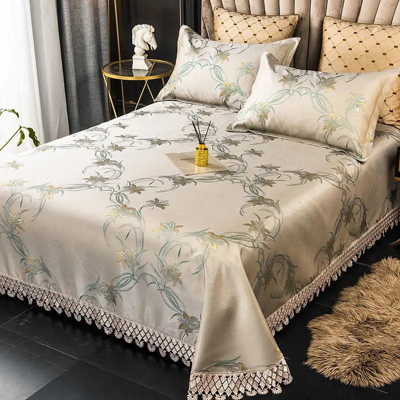 Lace Ice Silk Jacquard Mat Set, Modern And Simple Style Sheet Soft Mat, Noble And Elegant Bedding
Lace Ice Silk Jacquard Mat Set, Modern And Simple Style Sheet Soft Mat, Noble And Elegant Bedding