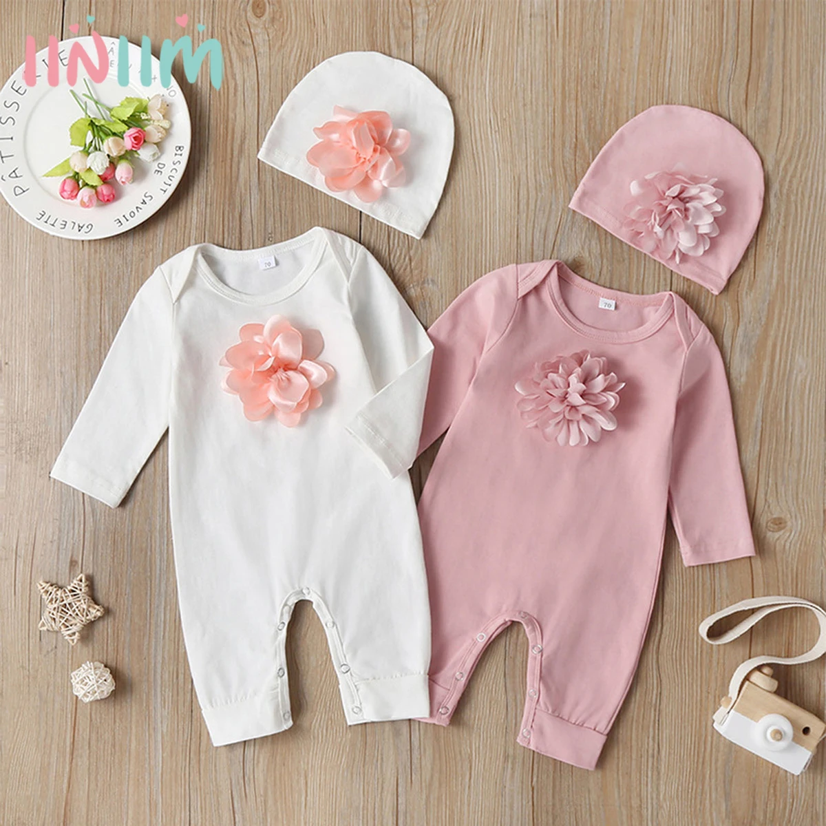 Spring Infant Rompers Toddler Clothes Girl Outfits Princess 3D Flower Long Sleeve Baby Floral Jumpsuit+Hat Newborn Clothing Sets
Spring Infant Rompers Toddler Clothes Girl Outfits Princess 3D Flower Long Sleeve Baby Floral Jumpsuit+Hat Newborn Clothing Sets