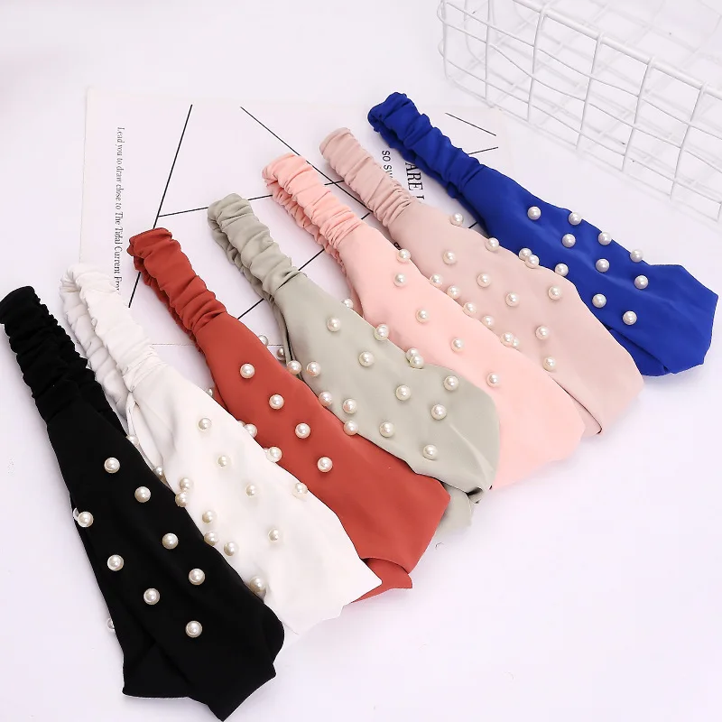 NEW Fashion Chiffon Pearl Women's Hair Accessories Cloth Elasticity Cross Headwear Girl Kerchief Wide Side Women of Headbands
NEW Fashion Chiffon Pearl Women's Hair Accessories Cloth Elasticity Cross Headwear Girl Kerchief Wide Side Women of Headbands