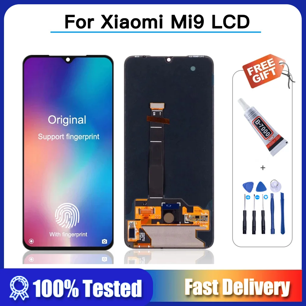 6.39'' Original lcd For xiaomi Mi 9 Mi9 LCD Display + Touch Screen Digitizer Assembly Replacement Screen with glue tools
6.39'' Original lcd For xiaomi Mi 9 Mi9 LCD Display + Touch Screen Digitizer Assembly Replacement Screen with glue tools