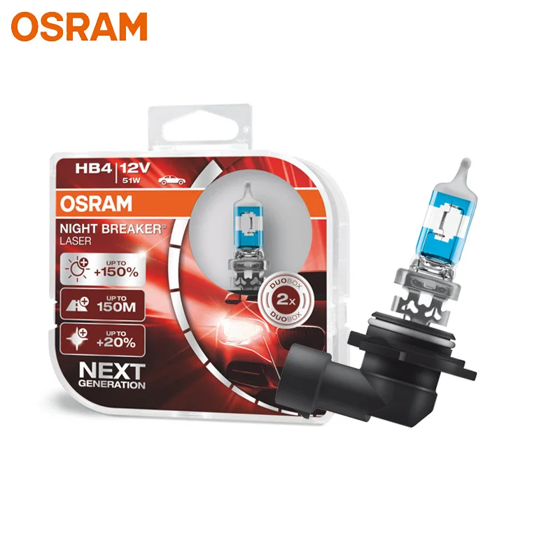 OSRAM 9006 HB4 9006NL Halogen Night Breaker Laser Next Generation 12V 51W +150% Bright White Auto Halogen Genuine Fog Bulbs Pair
OSRAM 9006 HB4 9006NL Halogen Night Breaker Laser Next Generation 12V 51W +150% Bright White Auto Halogen Genuine Fog Bulbs Pair