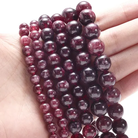Natural Red Garnet Stone Beads Round Loose Spacer Bead for Jewelry Making DIY Bracelet Necklace Charms Accessories 6/8/10mm