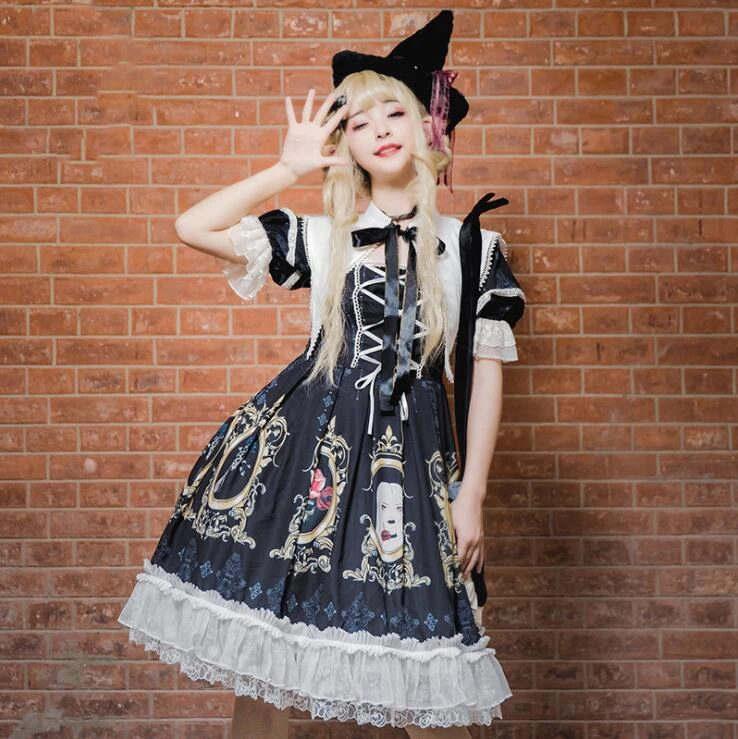 Gothic palace princess sweet lolita dress vintage lace navy collar printing victorian dress kawaii girl gothic lolita op cosplay
Gothic palace princess sweet lolita dress vintage lace navy collar printing victorian dress kawaii girl gothic lolita op cosplay