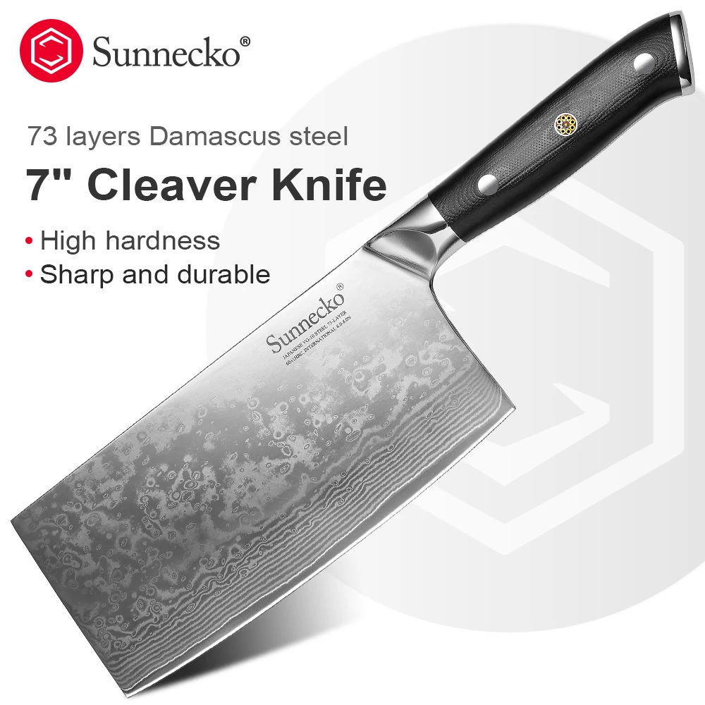 Sunnecko Cleaver Slicing Knives 7"/178mm High Quality 73 Layers VG10 Damascus Steel Meat Cutting Knife Kitchen Knife Cooks
Sunnecko Cleaver Slicing Knives 7"/178mm High Quality 73 Layers VG10 Damascus Steel Meat Cutting Knife Kitchen Knife Cooks