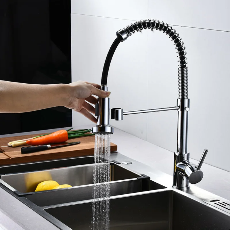 Golden Black Brushed Kitchen Sink Faucet Copper Alloy Sink Faucet with Hot and Cold Mixed Water Pull-out Spring Tube Sink Faucet
Golden Black Brushed Kitchen Sink Faucet Copper Alloy Sink Faucet with Hot and Cold Mixed Water Pull-out Spring Tube Sink Faucet