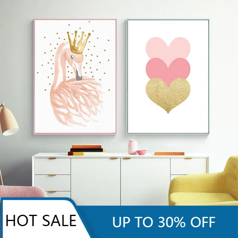 Canvas Painting Baby Posters Nursery Wall Art Swan Poster Print Pink Heart Art Poster Nordic Wall Pictures For Kids Room Decor
Canvas Painting Baby Posters Nursery Wall Art Swan Poster Print Pink Heart Art Poster Nordic Wall Pictures For Kids Room Decor