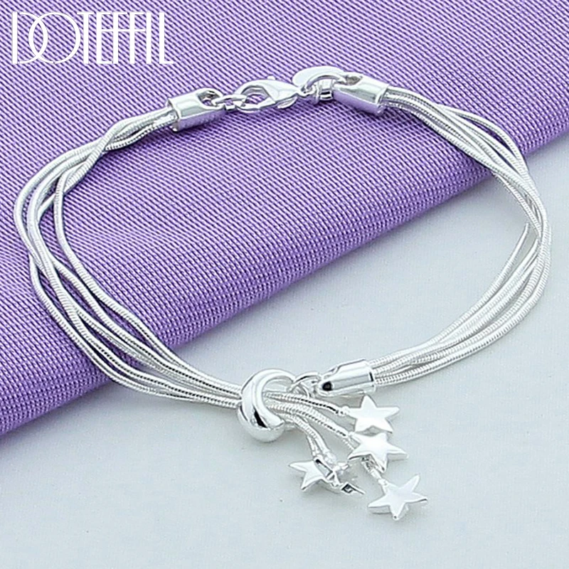 DOTEFFIL 925 Sterling Silver Five Snake Chain Starfish Bracelet for Woman Fashion Glamour Wedding Engagement Jewelry
DOTEFFIL 925 Sterling Silver Five Snake Chain Starfish Bracelet for Woman Fashion Glamour Wedding Engagement Jewelry