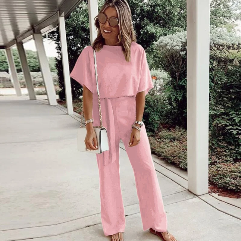 Women Jumpsuit Casual O Neck Short Sleeve Playsuit Elegant Office Lady Wide Leg Overalls Female With Belt Bodysuit Loose Rompers
Women Jumpsuit Casual O Neck Short Sleeve Playsuit Elegant Office Lady Wide Leg Overalls Female With Belt Bodysuit Loose Rompers