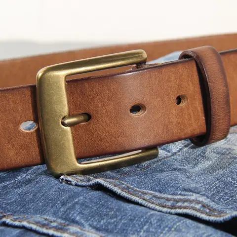 Vintage Luxury Handmade Leather Copper Buckle Man's Belt Cinturon Gotico Cowhide Retro All-match Casual Jeans Soft Belt ABC