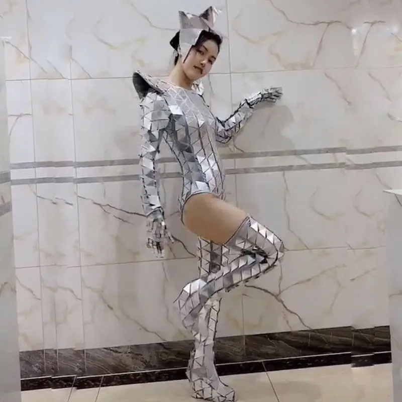 Sexy Mirror Costume Women Stage bodysuit ds Party Performance Nightclub Jumpsuit Bar GoGo Dance outfit Headdress
Sexy Mirror Costume Women Stage bodysuit ds Party Performance Nightclub Jumpsuit Bar GoGo Dance outfit Headdress